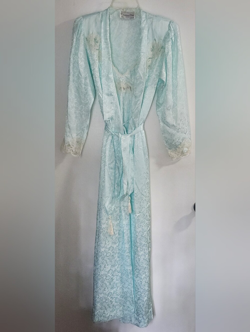 VINTAGE Christian Dior Lingerie Satin Lace Robe Nightgown Size Small NWOT